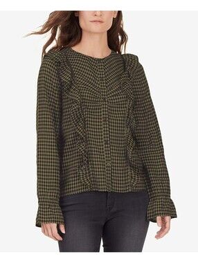 William Rast Womens Susannah Plaid Prairie Blouse Size XS